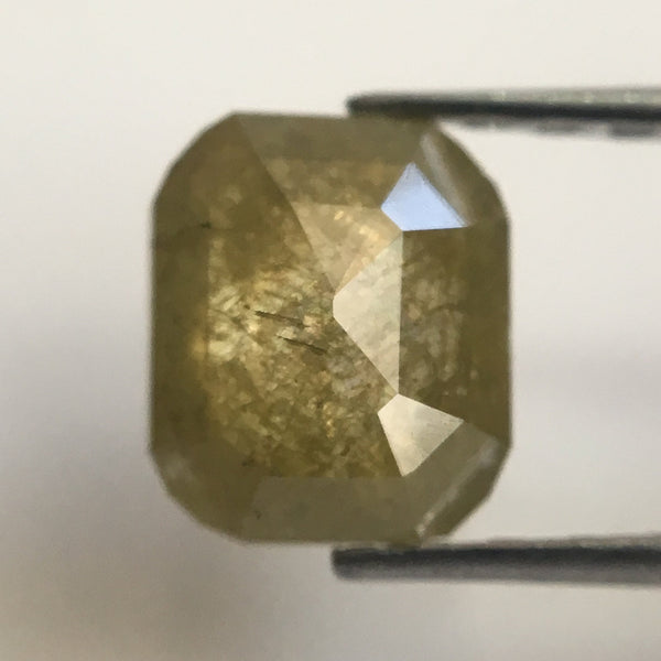 0.88 Ct Natural Yellowish Brown Emerald Shape Natural Diamond, 6.44 mm X 5.43 mm X 2.66 mm Beautiful sparkling Natural Diamond AJ02/33