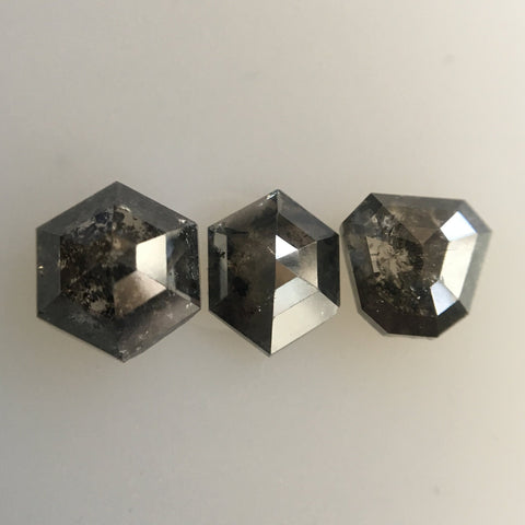 1.95 Ct 3 Pcs Natural Dark Gray Color Mix Shape Loose Diamond, Beautiful sparkling faceted Diamond perfect for Jewelry AJ03/17