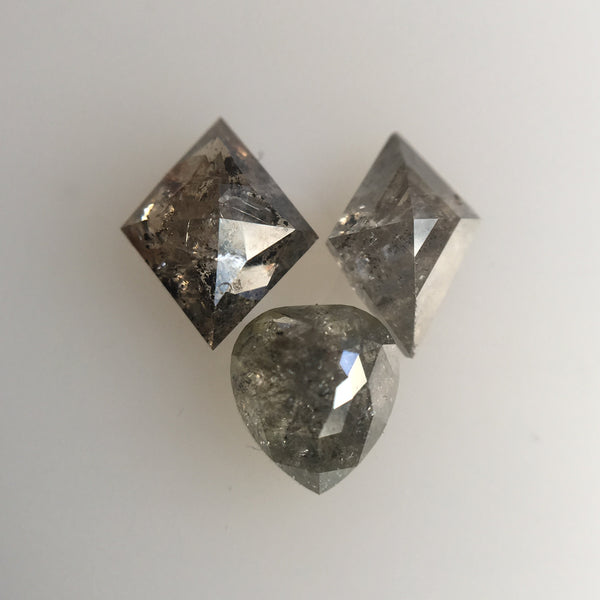 2.40 Ct 3Pcs 100% Natural Loose Diamond Geometric Shape Grey Natural Loose Diamond best for engagement & wedding rings and jewelry AJ03/28