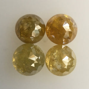 4 Pcs, 2.75 Carat 5.00 mm to 5.30 mm Yellow and Brown Color Round Shape Rose cut Loose Natural Diamonds, Rose cut Loose diamond AJ06/11