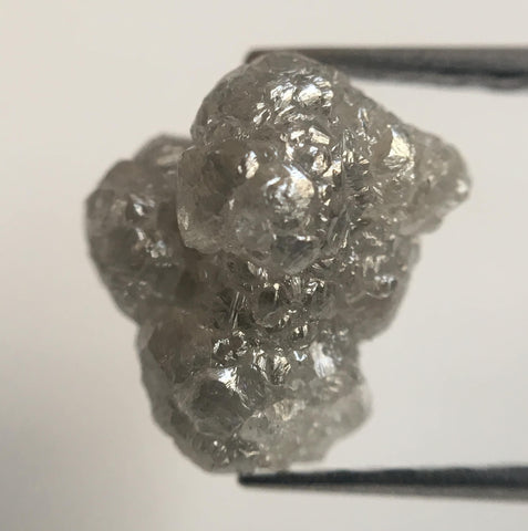 2.06 Ct Natural Grey Uncut Raw Rough Loose Diamond 8.27 mm x 5.05 mm, Uncut Rough Diamond Crystal Earth Mined Origin South Africa SJ24/101