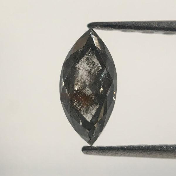 0.29 CT Grey Marquise Shaped Natural Brilliant Cut Loose Diamond, 6.07 mm x 2.97 mm x 2.09 mm Salt & pepper Rose Cut Loose Diamond SJ38/42