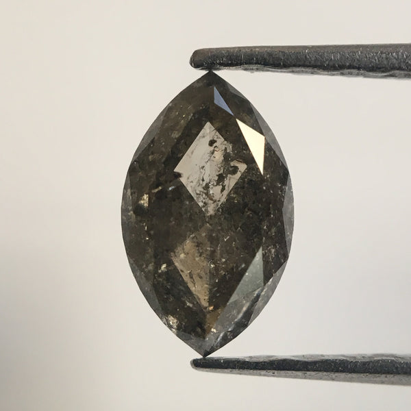 0.46 CT Grey Marquise Shaped Natural Brilliant Cut Loose Diamond, 6.47 mm x 3.92 mm x 2.51 mm Salt & pepper Rose Cut Loose Diamond SJ38/46