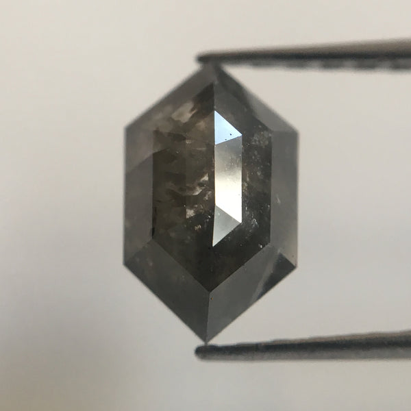 1.64 Ct Dark Gray Color Natural Hexagon Shape loose Diamond, 8.92 mm X 5.40 mm X 4.07 mm Salt and Pepper Natural Diamond for rings SJ38/68
