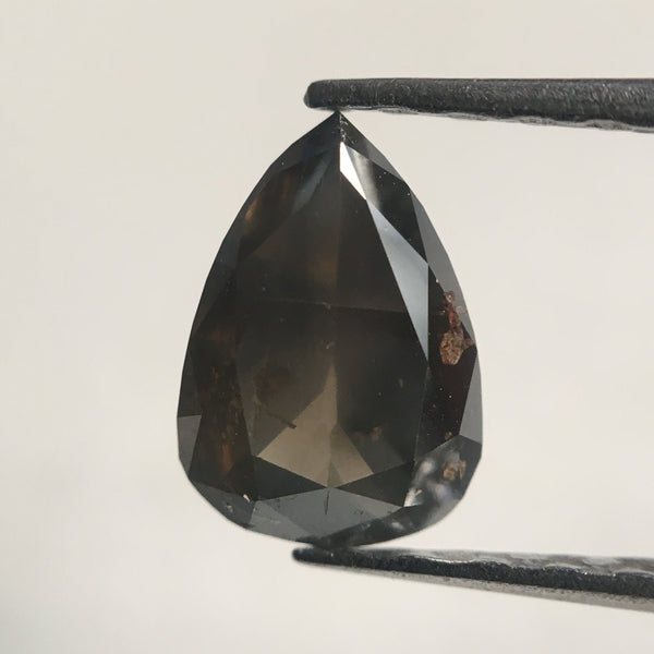 0.60 Ct Natural Pear Shape Light Black Rose cut Diamond, 6.88 mm x 4.78 mm x 2.48 mm Brilliant Cut Pear Shape Diamond for Ring AJ10/20