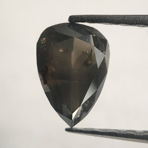 0.60 Ct Natural Pear Shape Light Black Rose cut Diamond, 6.88 mm x 4.78 mm x 2.48 mm Brilliant Cut Pear Shape Diamond for Ring AJ10/20