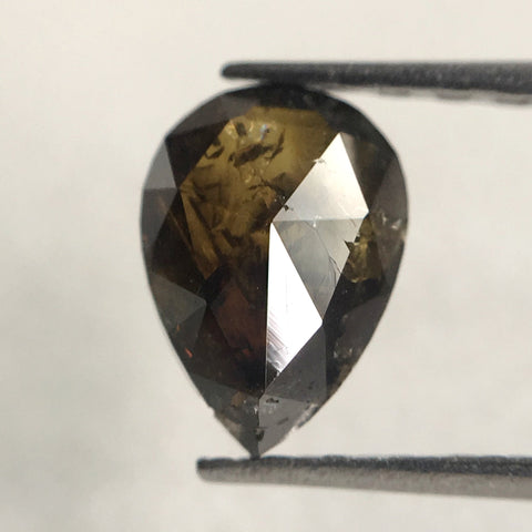 0.79 Ct Pear Shape Dark Brown Rose cut Natural Loose Diamond, 6.85 mm x 4.93 mm X 2.72 mm Fancy Color Natural Loose Diamond for ring AJ10/23
