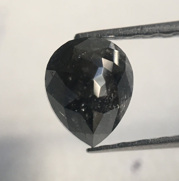 0.84 Ct Grey Black Color Fancy Shape Natural Loose Diamond, 6.01 mm X 4.91 mm X 3.17 mm Pear Natural Loose Diamond Use for Jewelry AJ14/03