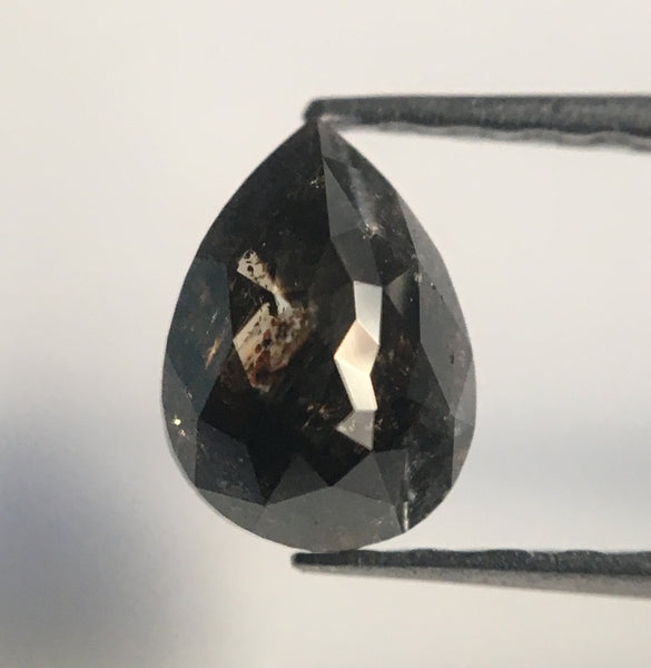 0.71 Ct Grey Black Color Fancy Shape Natural Loose Diamond, 6.46 mm X 4.71 mm X 2.82 mm Pear Natural Loose Diamond Use for Jewelry AJ14/05
