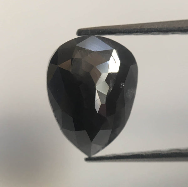 0.91 Ct Grey Black Color Fancy Shape Natural Loose Diamond, 7.19 mm X 5.45 mm X 2.68 mm Pear Natural Loose Diamond Use for Jewelry AJ14/13