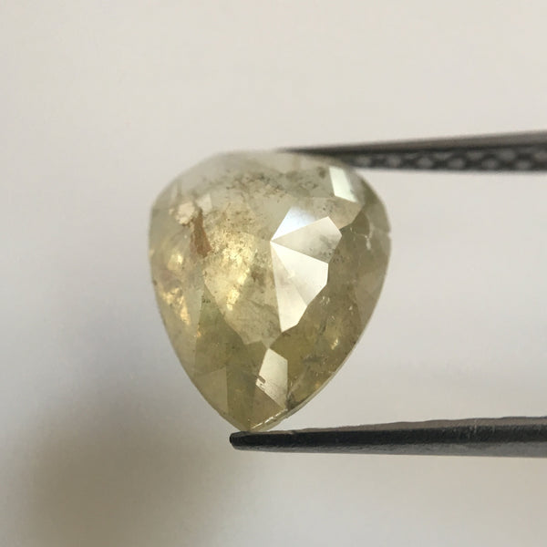 4.38 Ct Natural Fancy Yellow Color Rose Cut Natural Loose Diamond, 10.50 mm x 8.44 mm x 3.39 mm Pear Cut Natural Loose Diamond AJ11/05