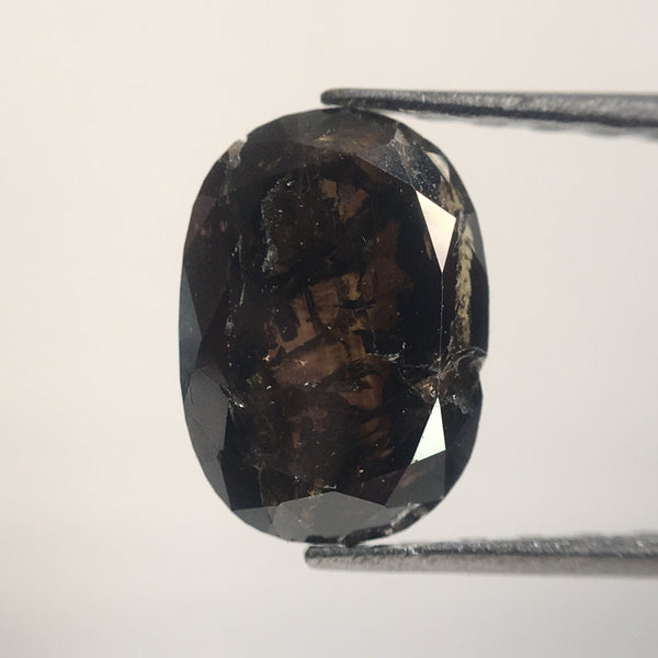 1.18 Ct Oval shape brownish black Color Natural Loose Diamond 7.81 mm X 5.59 mm X 2.89 mm  Oval Shape Rose Cut Natural Loose Diamond AJ14/16