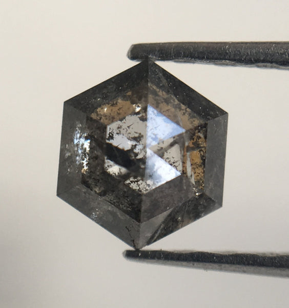 1.01 Ct Pair Hexagon Shape Natural Loose Diamond, 4.27 mm X 3.04 mm Salt and Pepper Hexagon Cut loose diamond for Jewellery making SJ40/04