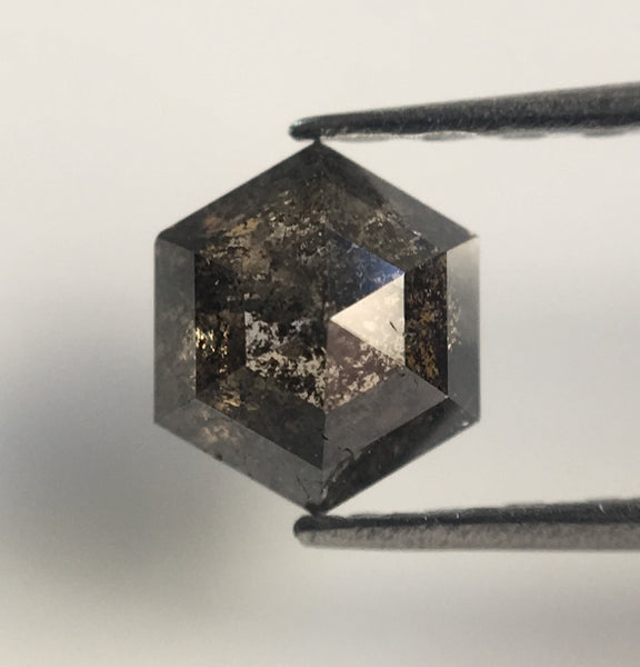 1.05 Ct Pair Hexagon Shape Salt and Pepper Natural Loose Diamond, 4.43 mm X 2.85 mm Hexagon Cut loose diamond for Jewellery making SJ40/05