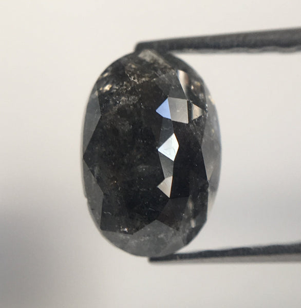 0.90 Ct Oval Cut Dark Gray Color Natural Loose Diamond, 7.03 mm X 4.77 mm X 2.88 mm Grey Oval Shape Rose Cut Natural Loose Diamond AJ14/36