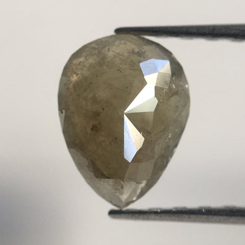 0.81 Ct Pear shape brownish grey rose cut natural loose diamond, 7.53 mm X 5.73 mm X 2.25 mm Rose Cut Natural Loose Diamond AJ12/02