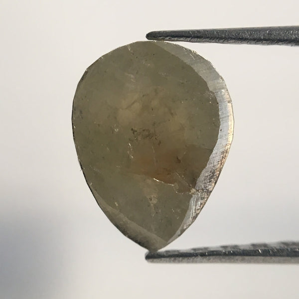 0.86 Ct Pear Shape Grey Color Rose Cut Natural Loose Diamond, 7.56 mm X 5.83 mm X 2.43 mm Pear Cut Natural Loose Diamond AJ12/12