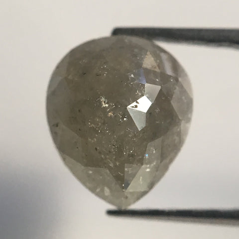 1.44 Ct Pear Shape Grey Color Rose cut Natural loose diamond, 6.91 mm X 5.83 mm X 4.00 mm Pear Cut Natural Loose Diamond AJ12/13