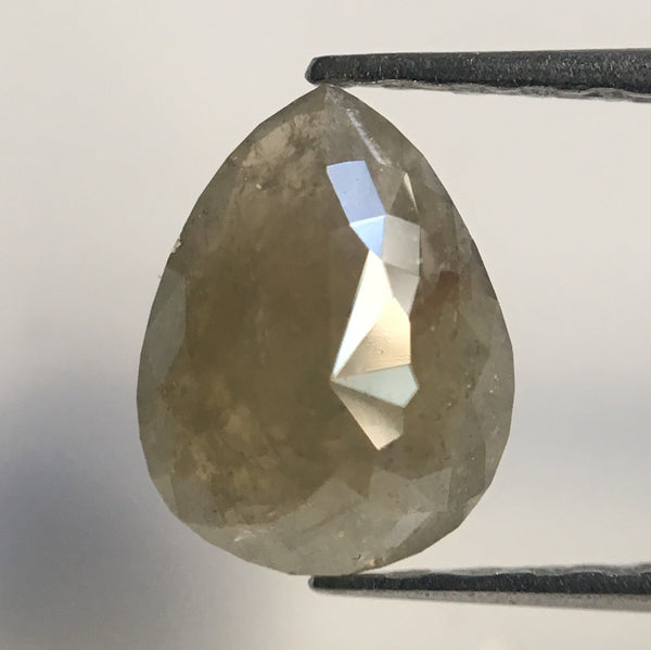 0.86 Ct Pear Shape Grey Color Rose Cut Natural Loose Diamond, 7.56 mm X 5.83 mm X 2.43 mm Pear Cut Natural Loose Diamond AJ12/12