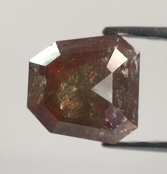 0.69 Ct Geometric shape Natural Loose Rustic Diamond, 5.52 mm X 5.35 mm X 2.26 mm Brownish grey Color Natural Diamond quality AJ12/36