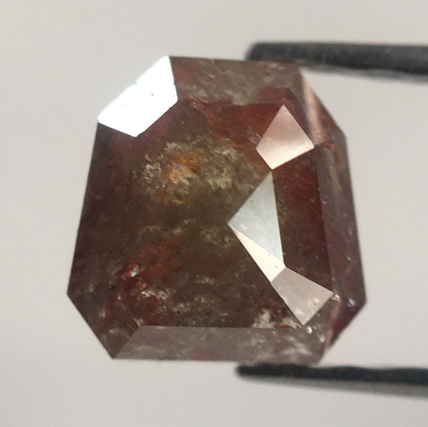 0.69 Ct Geometric shape Natural Loose Rustic Diamond, 5.52 mm X 5.35 mm X 2.26 mm Brownish grey Color Natural Diamond quality AJ12/36