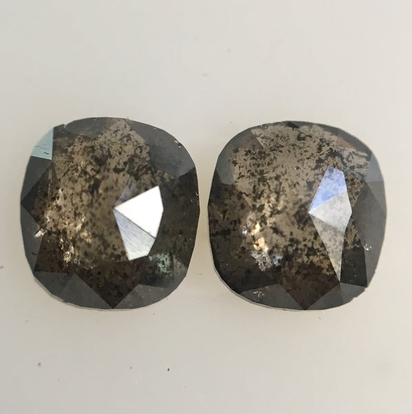 1.37 Ct Pair Of Fancy Cushion Shape Natural Loose Diamond, 5.76 mm x 5.35 mm X 2.61 mm Gray Color Natural diamond Use for Jewelry AJ12/46