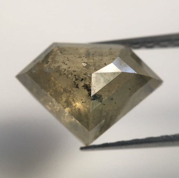 2.69 Ct Fancy Shape Light Yellowish Gray Natural Loose Diamond, 8.03 mm x 11.40 mm x 4.37 mm Antique Shape Natural Rustic Diamond AJ13/07