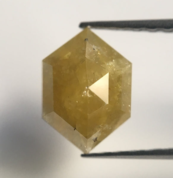1.55 Ct Yellow Color Hexagon Shape Natural Loose Diamond, 8.98 mm x 6.48 mm X 3.40 mm Hexagon Shape Natural Loose Rustic Diamond AJ13/08
