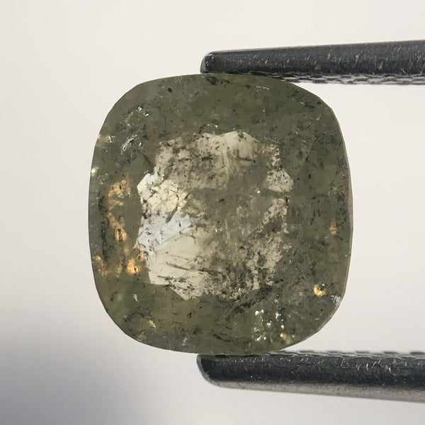 3.74 Ct Cushion Shape Light Greenish Color Natural Loose Diamond, 7.96 mm x 7.60 mm x 3.27 mm Pair Cushion Natural Diamond Earring AJ13/09