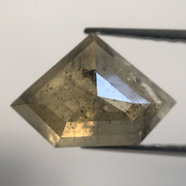 2.69 Ct Fancy Shape Light Yellowish Gray Natural Loose Diamond, 8.03 mm x 11.40 mm x 4.37 mm Antique Shape Natural Rustic Diamond AJ13/07