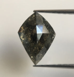 2.42 Ct 10.81 mm X 7.62 mm X 4.45 mm Fancy Black Grey Color  geometric shape Natural Loose Diamond, Kite Shape Black grey Diamond  AJ14/76