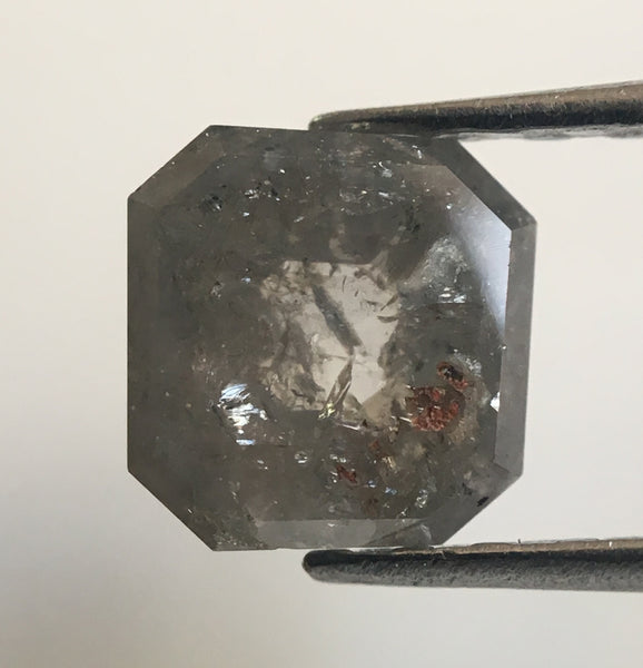 0.76 Ct Natural  Gray Emerald shape Loose Diamond, 5.53 mm x 5.30 mm x 2.52 mm Emerald shape natural loose diamond for jewelry AJ14/79
