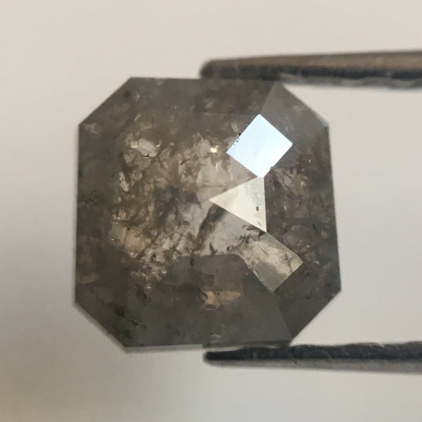 0.76 Ct Natural  Gray Emerald shape Loose Diamond, 5.53 mm x 5.30 mm x 2.52 mm Emerald shape natural loose diamond for jewelry AJ14/79