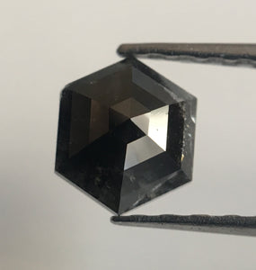 0.66 Ct Hexagon Shape Fancy Dark Natural Loose Diamond, 5.84 mm X 5.02 mm X 2.52 mm Natural  Diamond AJ14/80