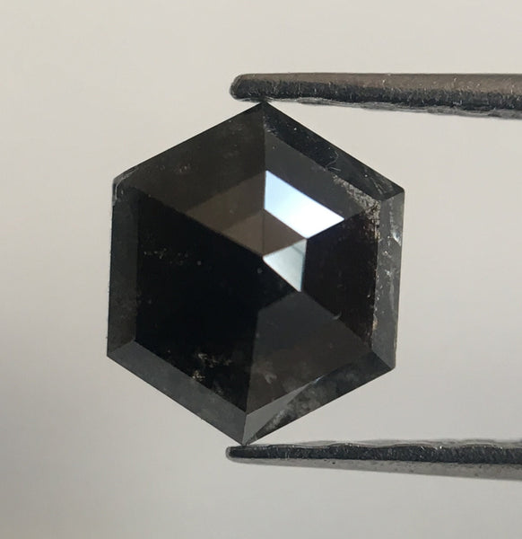0.66 Ct Hexagon Shape Fancy Dark Natural Loose Diamond, 5.84 mm X 5.02 mm X 2.52 mm Natural  Diamond AJ14/80