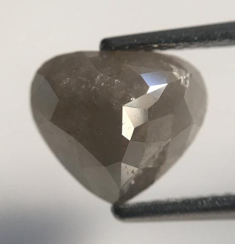 3.07 Ct Pear Shape Fancy Grey Rose Cut Natural Loose Diamond, 8.28 mm x 9.64 mm x 4.95 mm Heart Shape Natural Loose Diamond AJ13/28