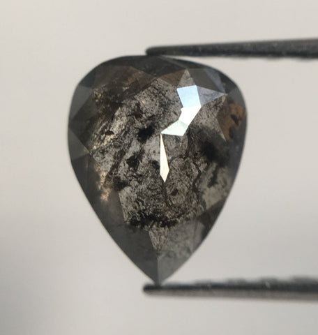 1.02 Ct Pear Shape Natural Loose Rustic Diamond, 7.52 mm x 5.98 mm x 2.79 mm Grey Rose Cut Pear Natural Loose Diamond SJ40/20