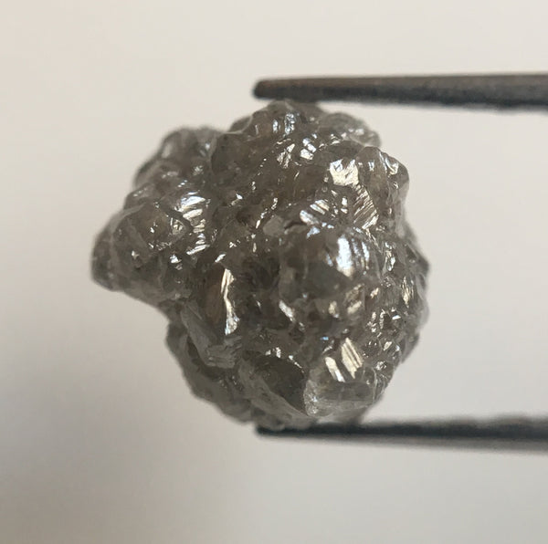 2.02 Ct 100% Natural loose Rough Diamond 6.13 mm x 6.03 mm Rare Fancy Fancy Grey Uncut Earth Mined SJ24/100