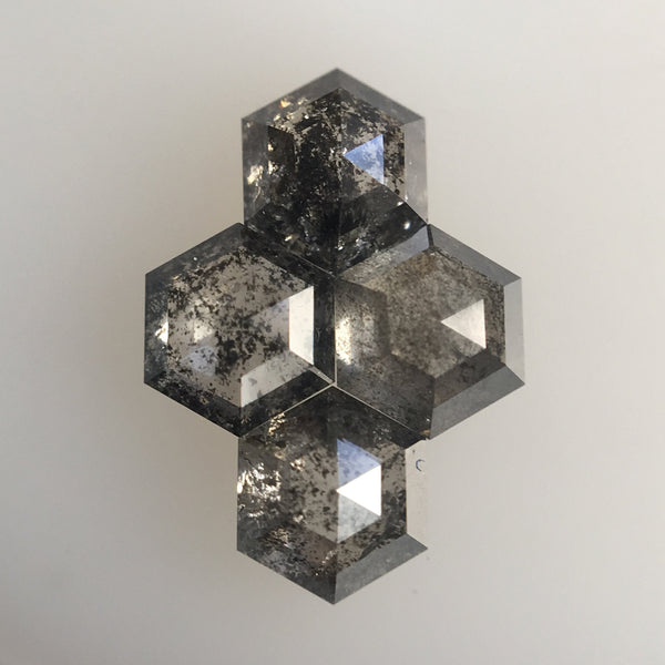 4 Pcs Hexagon Shape Natural Loose Diamond, 0.98 Ct 4.00 mm to 4.06 mm Fancy Color Hexagon Cut loose diamond Use for Jewellery making SJ28/37