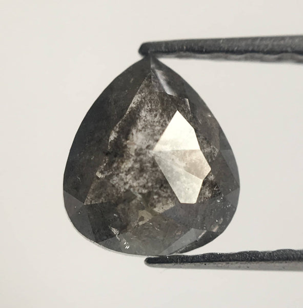 0.60 Ct pear shape Rose Cut Salt and Pepper Natural Loose Diamond, 6.30 mm X 5.53 mm X 1.99 mm Rustic Natural loose diamond SJ41/14