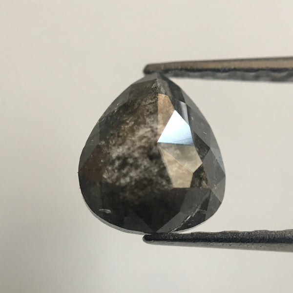 0.68 Ct pear shape Rose Cut Salt and Pepper Natural Loose Diamond, 6.33 mm X 5.54 mm X 2.40 mm Rustic Natural loose diamond SJ41/20
