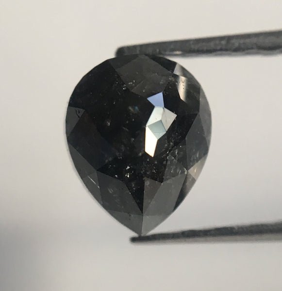 0.84 Ct Grey Black Color Fancy Shape Natural Loose Diamond, 6.01 mm X 4.91 mm X 3.17 mm Pear Natural Loose Diamond Use for Jewelry AJ14/03