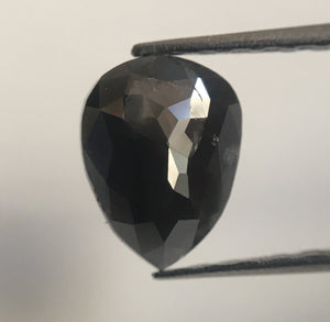 0.91 Ct Grey Black Color Fancy Shape Natural Loose Diamond, 7.19 mm X 5.45 mm X 2.68 mm Pear Natural Loose Diamond Use for Jewelry AJ14/13