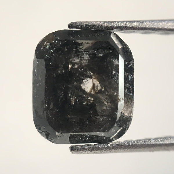 1.14 Ct Dark Grey Color Cushion Shape Rose Cut Natural Loose Diamond, 5.68 mm X 5.07 mm X 3.69 mm Rustic Natural Diamond for Jewelry AJ14/02