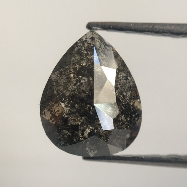 0.86 Ct Grey Black Color Fancy Shape Natural Loose Diamond, 7.31 mm X 5.87 mm X 2.34 mm Pear Natural Loose Diamond Use for Jewelry AJ14/15