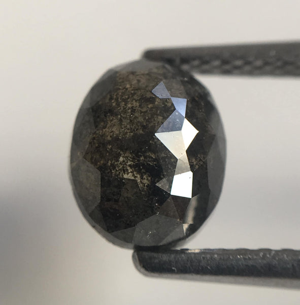 1.54 Ct Oval Cut Dark Gray Color Natural Loose Diamond, 7.35 mm X 5.91 mm X 3.51 mm Grey Oval Shape Rose Cut Natural Loose Diamond AJ14/34