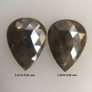 Greyish Brown Color 9.92 mm Pear Shape Loose Natural Diamond, Fancy Grey Rose Cut Rustic Natural Loose Diamond AJ07/03