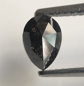 0.80 Ct Natural Loose Diamond Fancy Grey Black Rose Cut Diamond, 6.38 mm x 4.68 mm x 2.87 mm Grey Rose Cut Pear Diamond SJ43/23