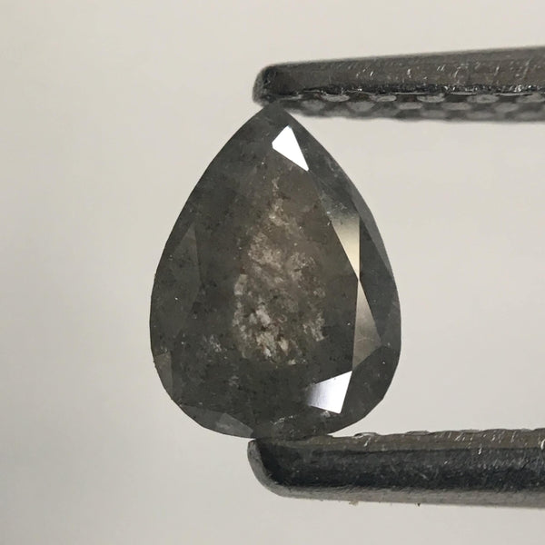 0.39 Ct Natural Loose Diamond Fancy Grey Black Rose Cut Diamond, 5.58 mm x 4.11 mm x 2.09 mm Grey Rose Cut Pear Diamond SJ43/29