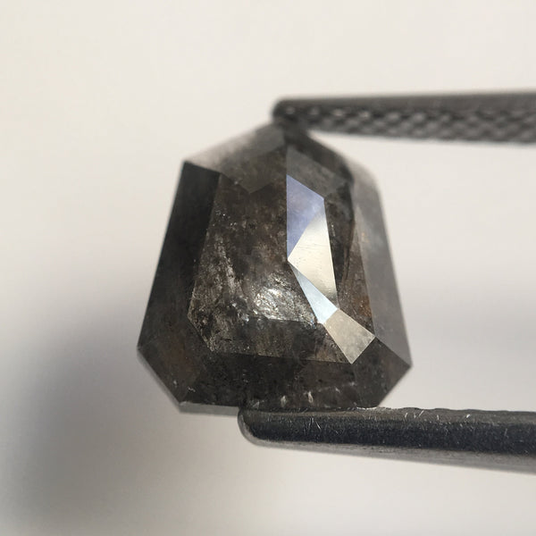 2.03 Ct Shield Shape Natural Loose Diamond, 9.44 mm X 7.84 mm X 2.92 mm Geometric Shape Grey Color Salt and Pepper Natural Diamond, SJ43/41